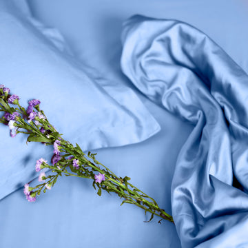 Solid 100% Organic Cotton Flat Sheet Set, Sky Blue