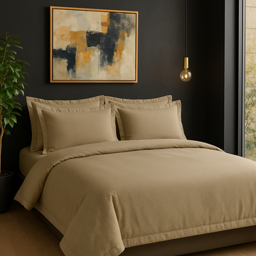 Grid Jacquard Flat Sheet Set, Champagne