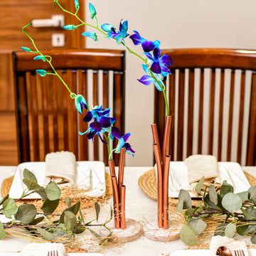 Bloom Iron and Marble Planter, Rose Gold