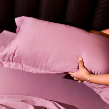 Solid 100% Organic Cotton Flat Sheet Set, Dusty Rose