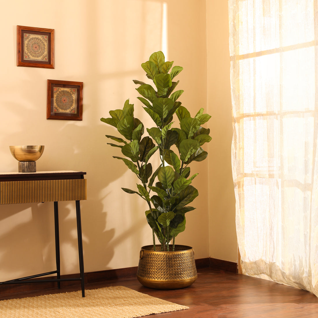 Faux Tall Fiddle Leaf Fig Plant, 5 Feet