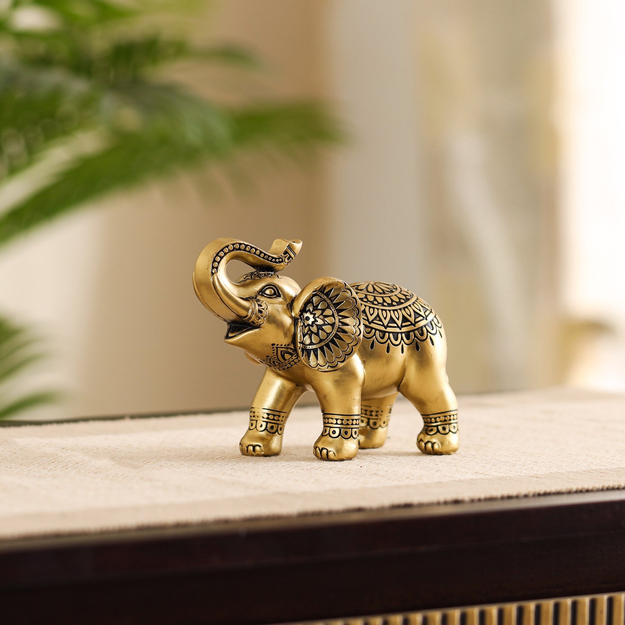 Antique Carved Royal Elephant Statue