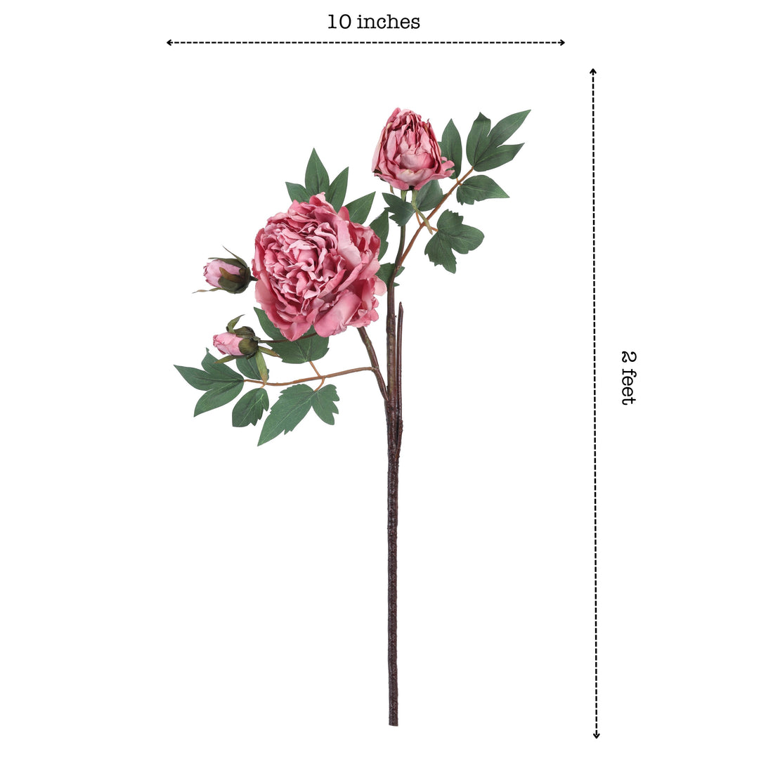 Purple Peony Faux Flower Stick, Single (65cm)