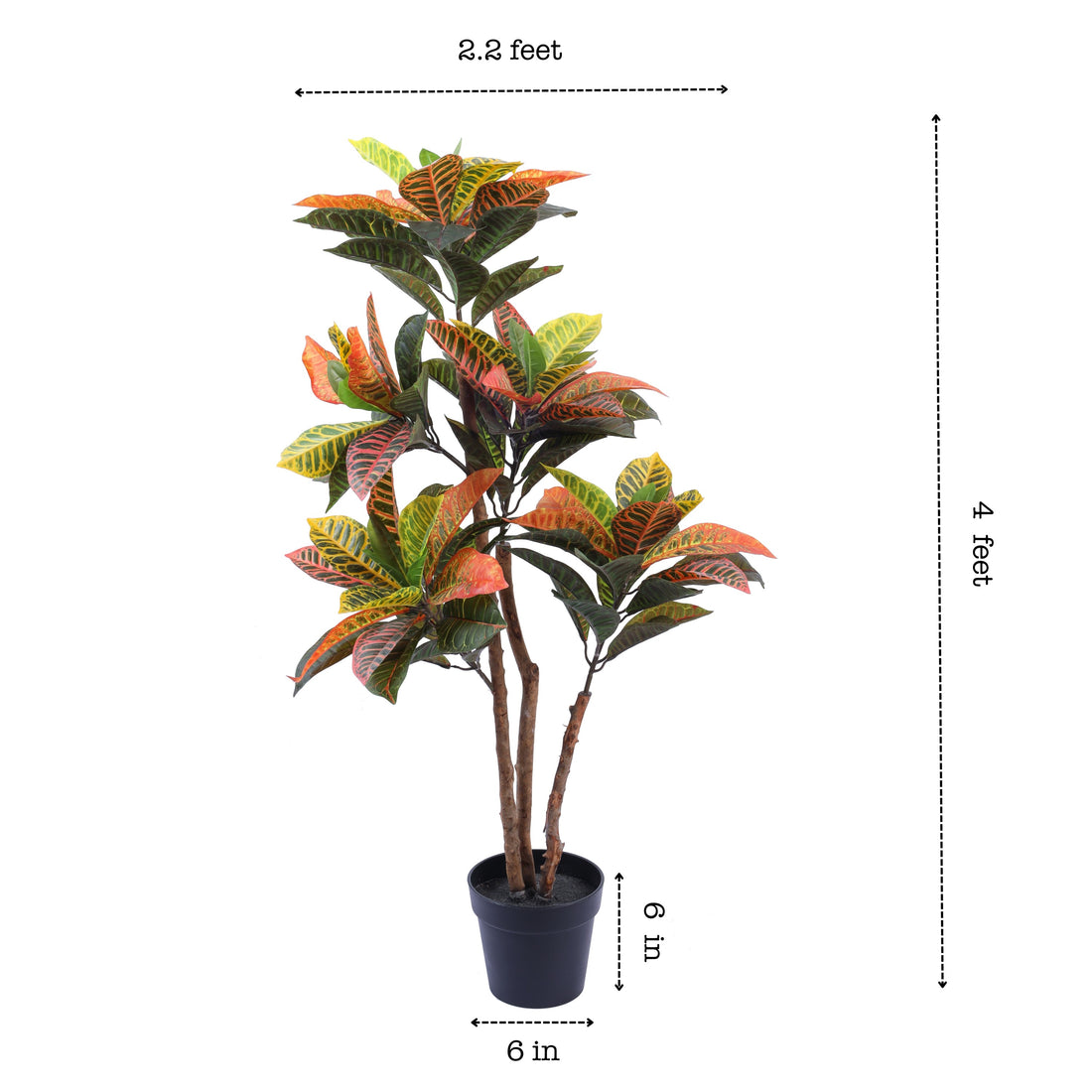 Hyper-realistic Faux Croton Plant, 4 Feet