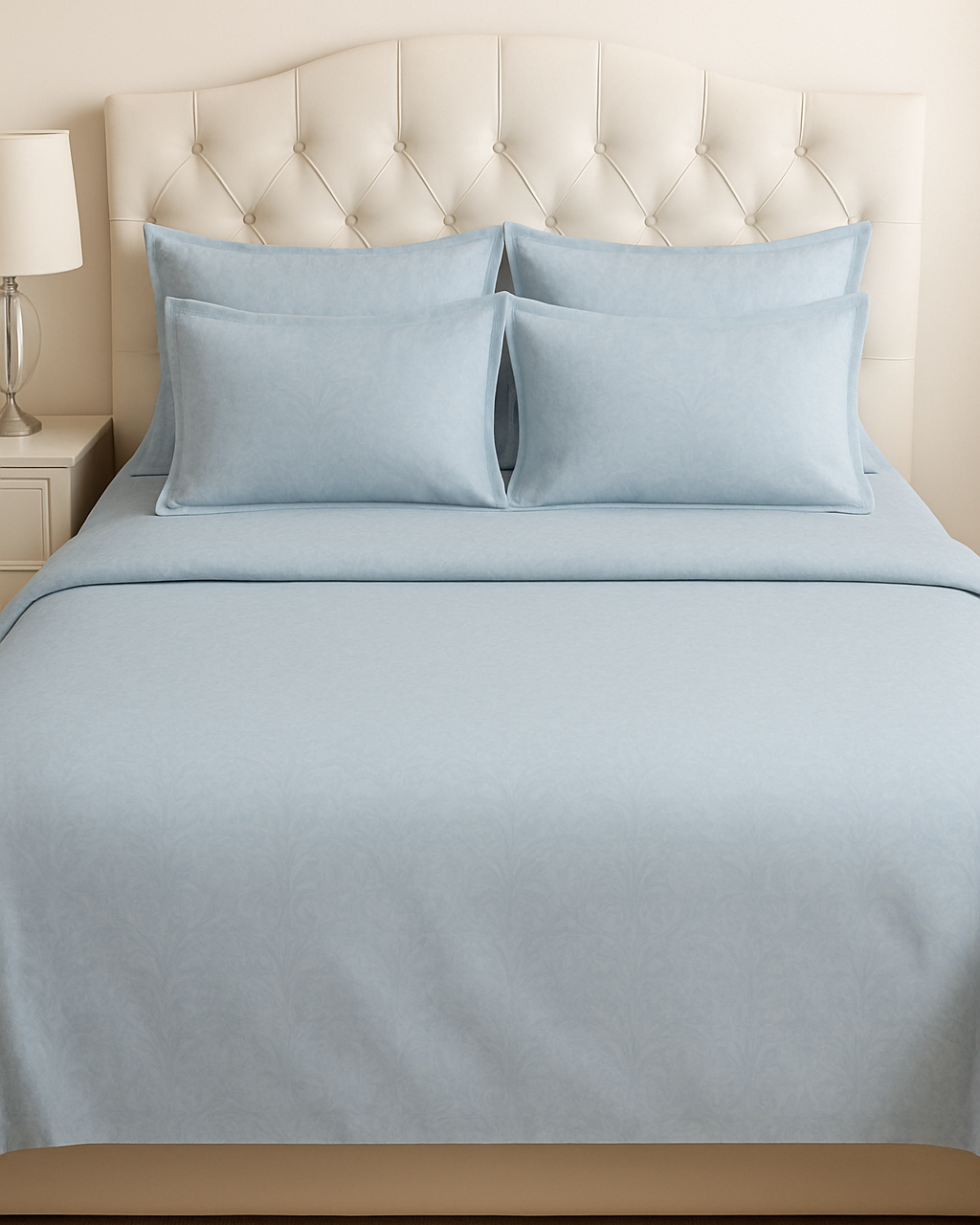 Bella Jacquard Flat Sheet Set, Powder Blue