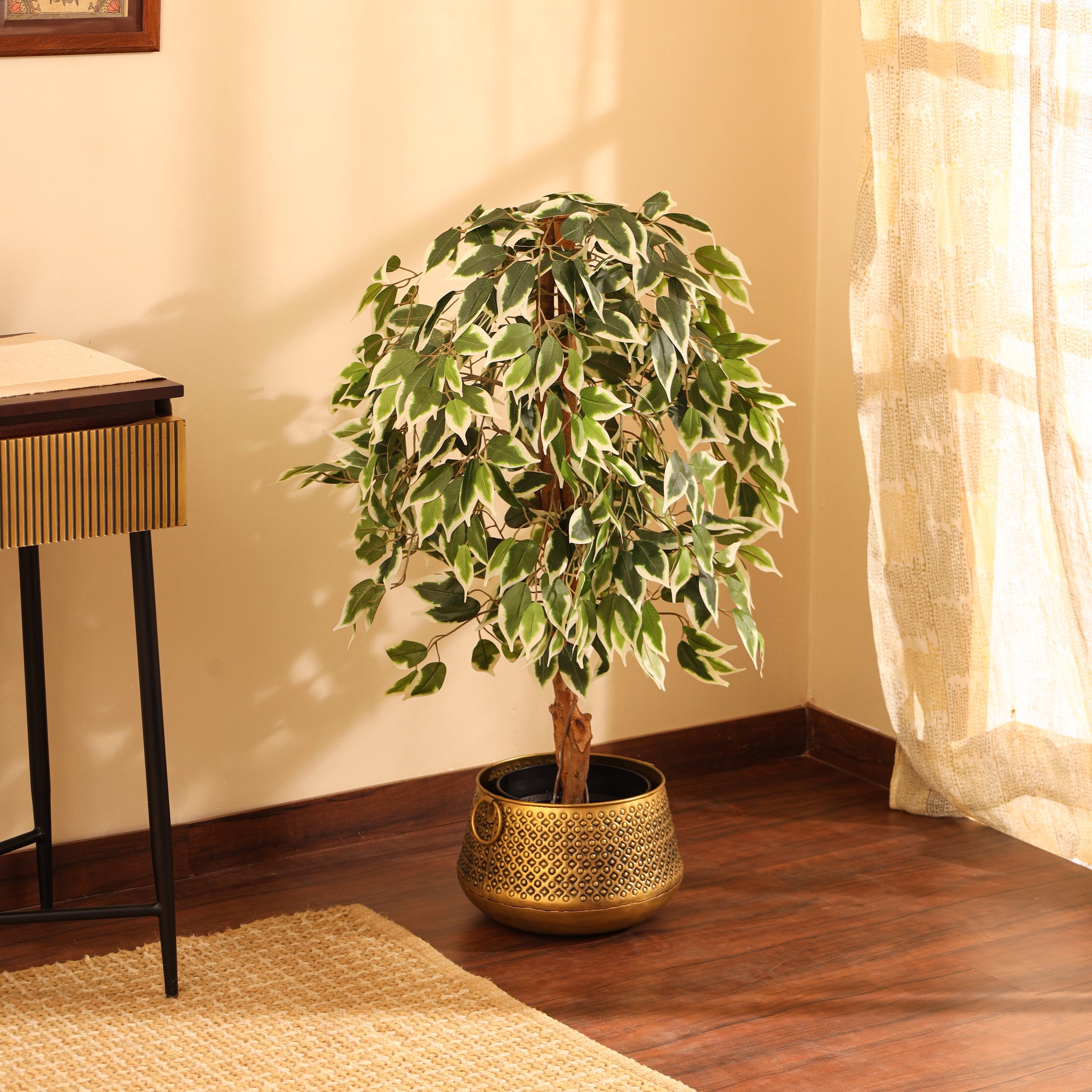 Faux Variegated Ficus Plant, 4 Feet