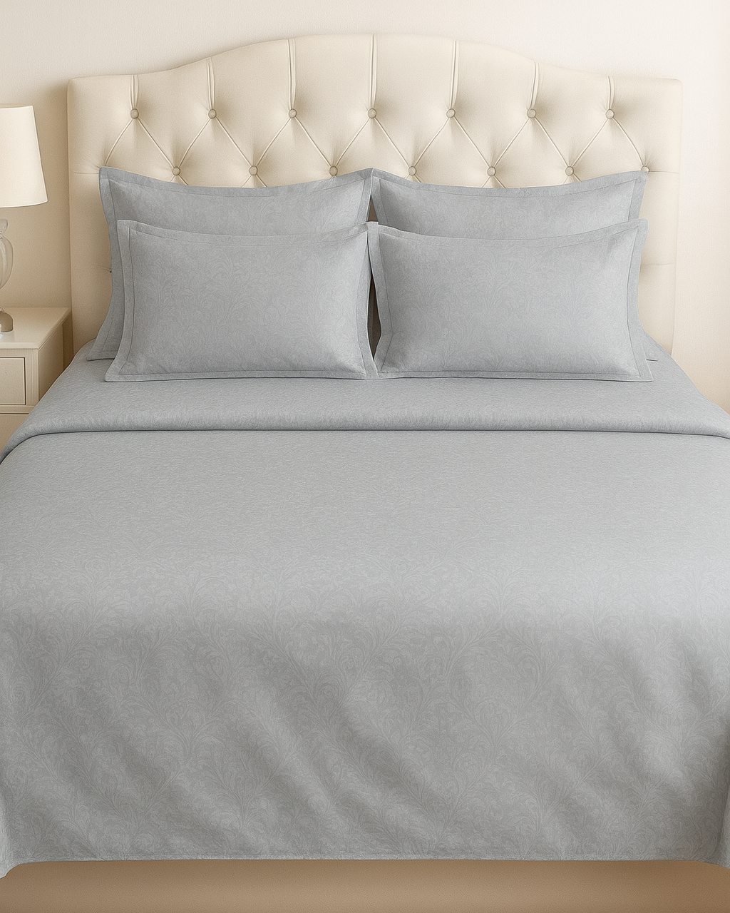 Bella Jacquard Flat Sheet Set, Cool Gray