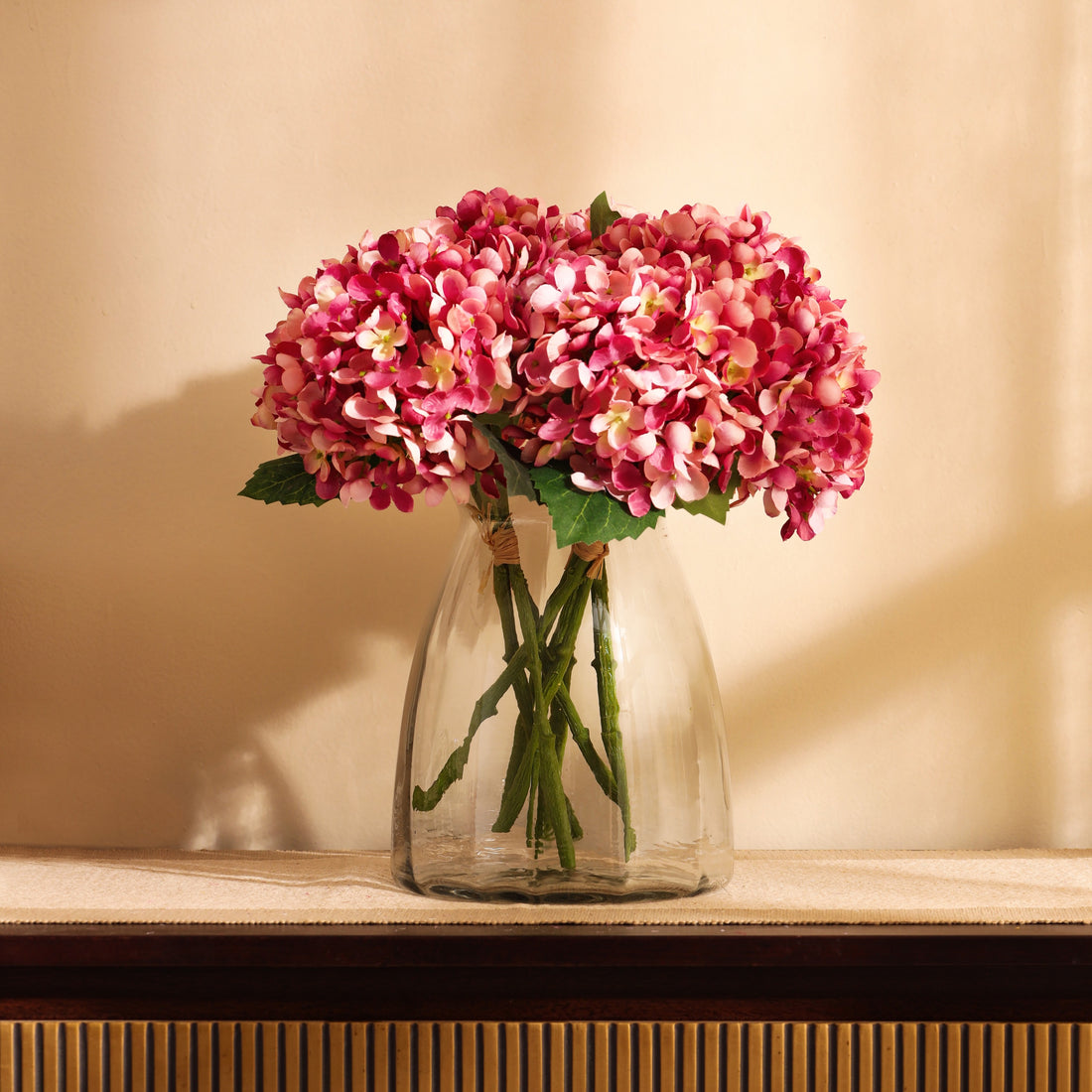 Fuschia Hydrangea Faux Flower Bouquet, Single (32cm)