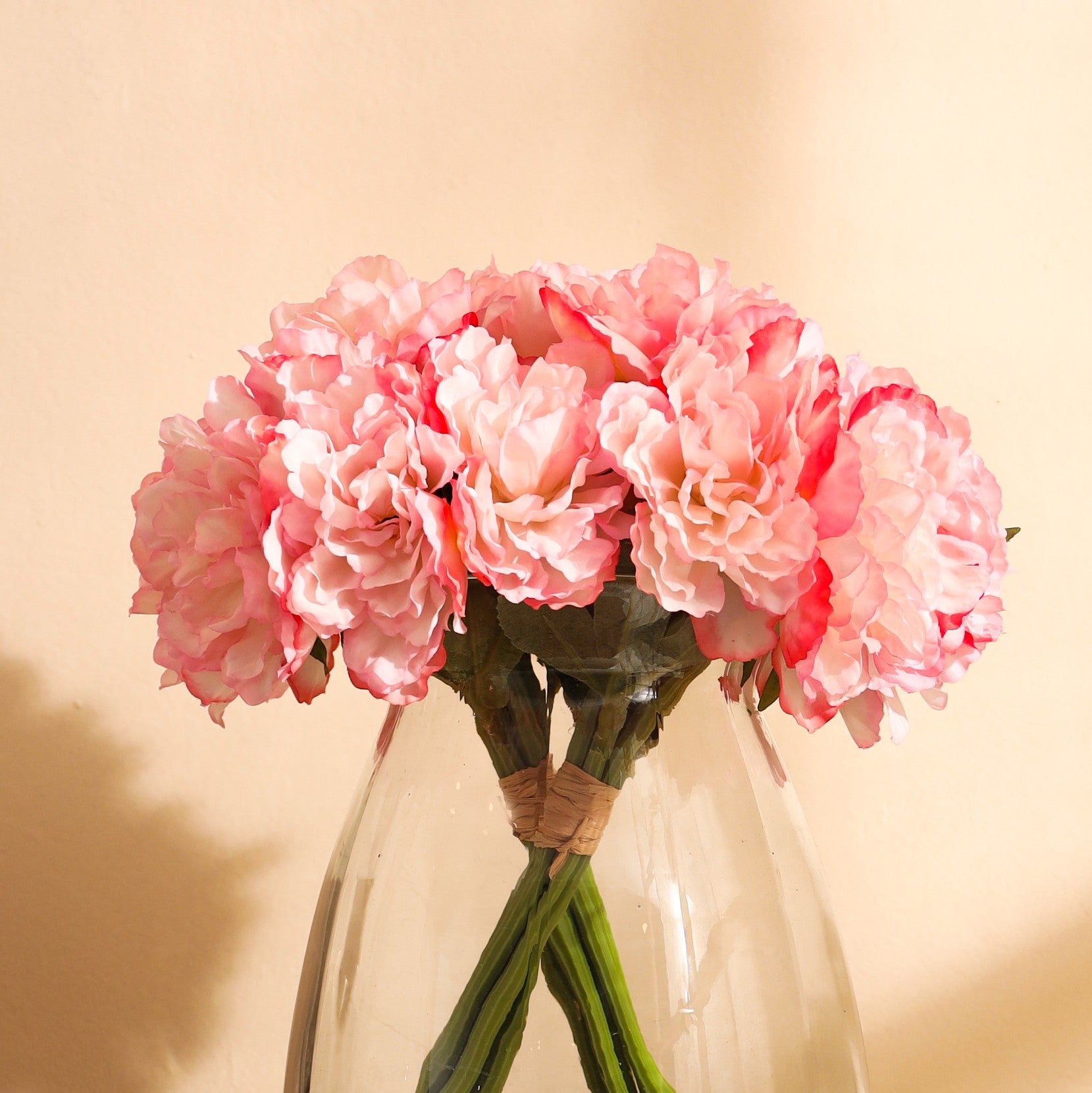 Baby Pink Peony Faux Flower Bouquet, Set of 2 (30cm)