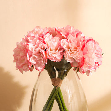 Baby Pink Peony Faux Flower Bouquet, Set of 2 (30cm)