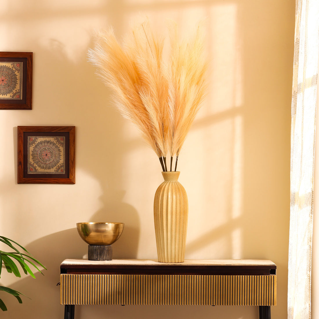 Brown Faux Pampas Sticks, Set of 3 (110cm)