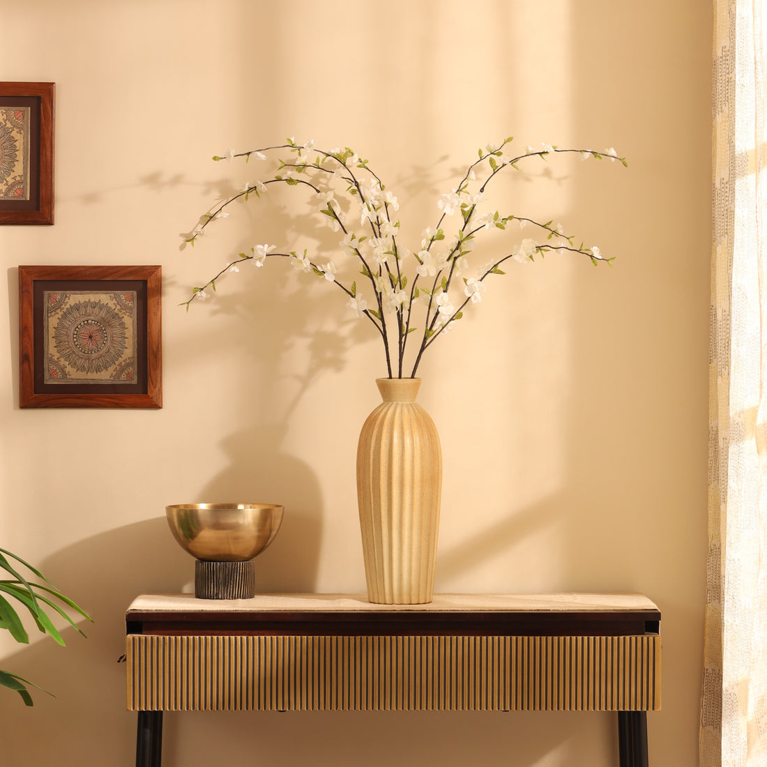 White Cherry Blossom Faux Flower Stick, Single (100cm)
