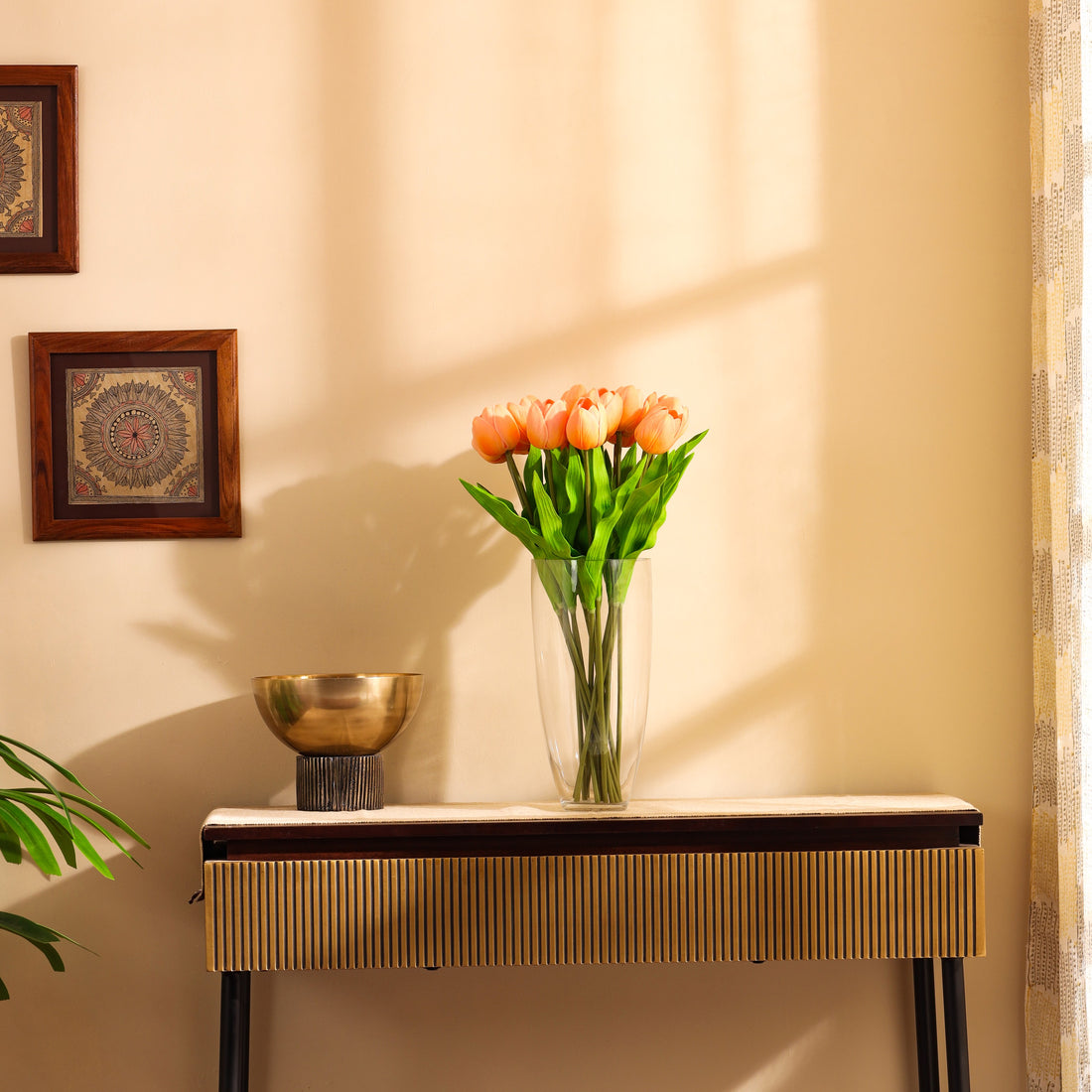 Beige Tulip Faux Flower Sticks, Set of 5 (50cm)