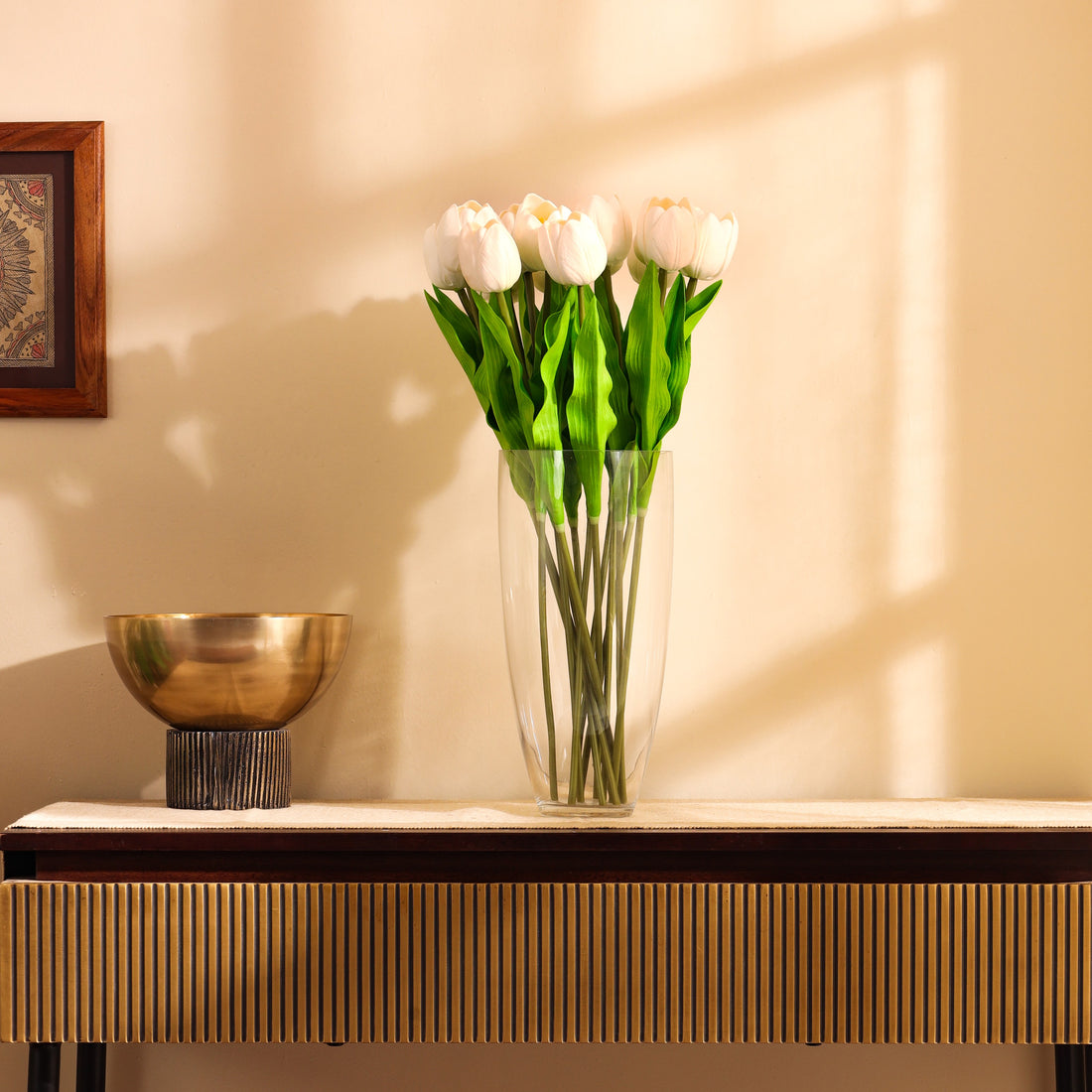 White Tulip Faux Flower Sticks, Set of 5 (50cm)
