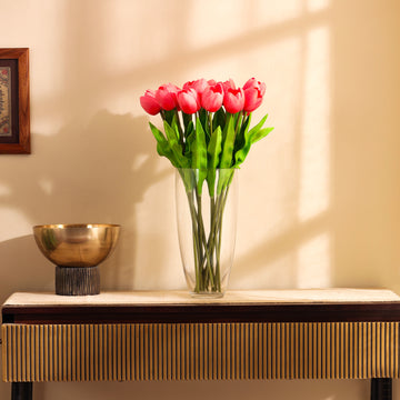 Pink Tulip Faux Flower Sticks, Set of 5 (50cm)