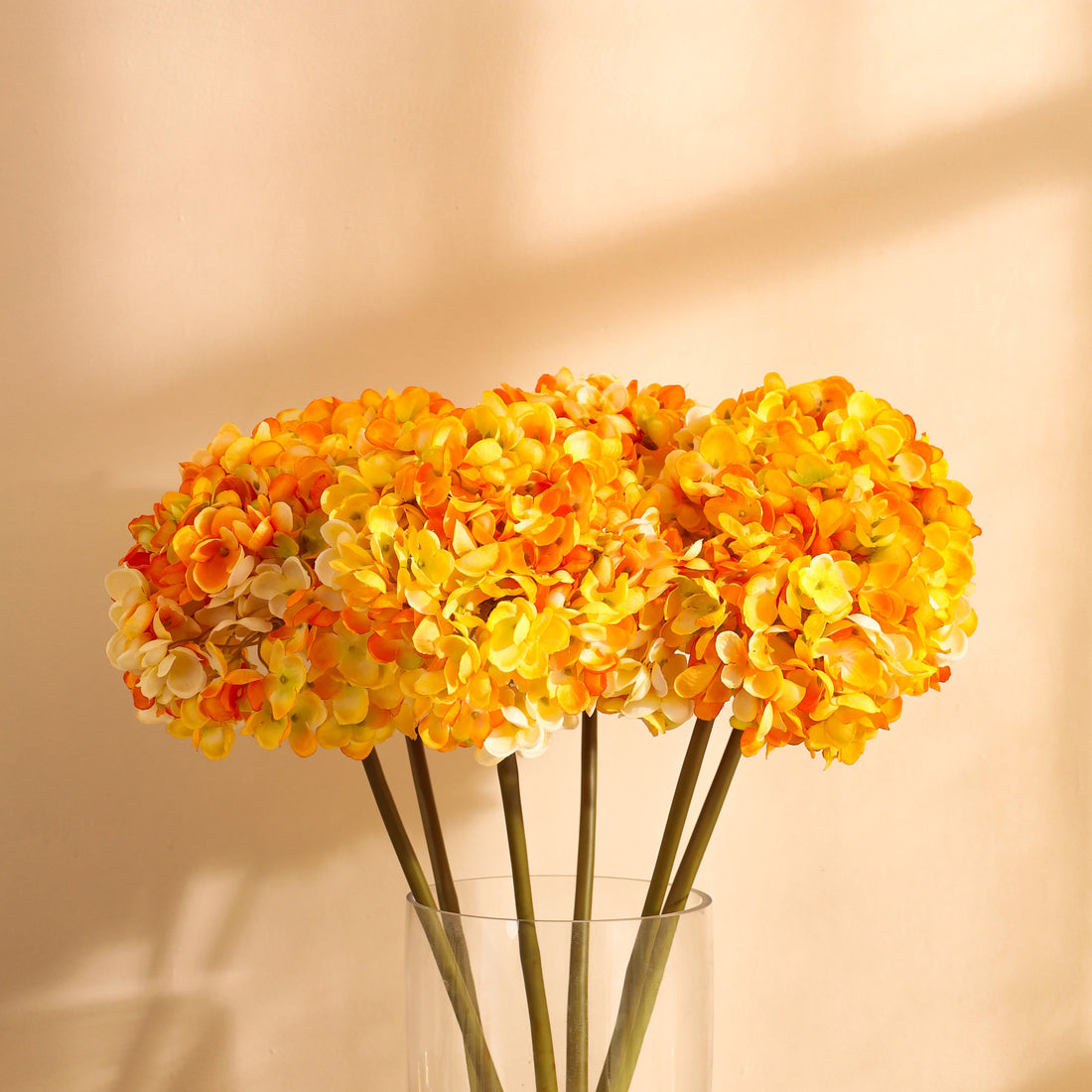 Yellow Hydrangea Faux Flower Sticks, Set of 3 (50cm)