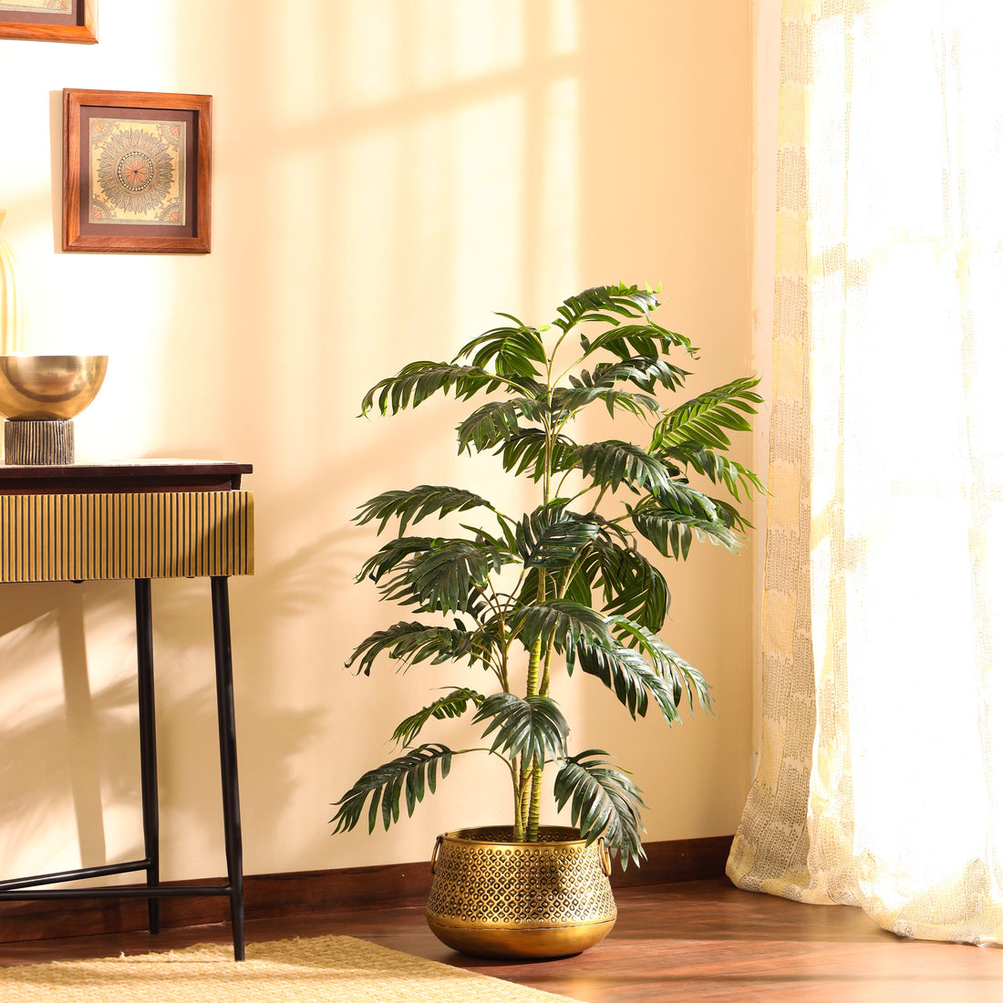 Faux Areca Palm Plant, Dark Green, 4 feet