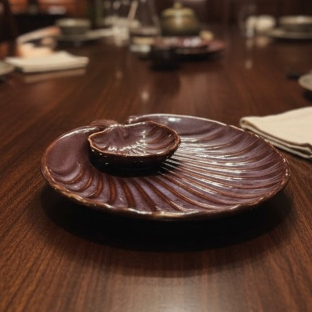 Seashell Ceramic Platter, Wine