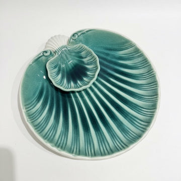 Seashell Ceramic Platter, Ocean Blue