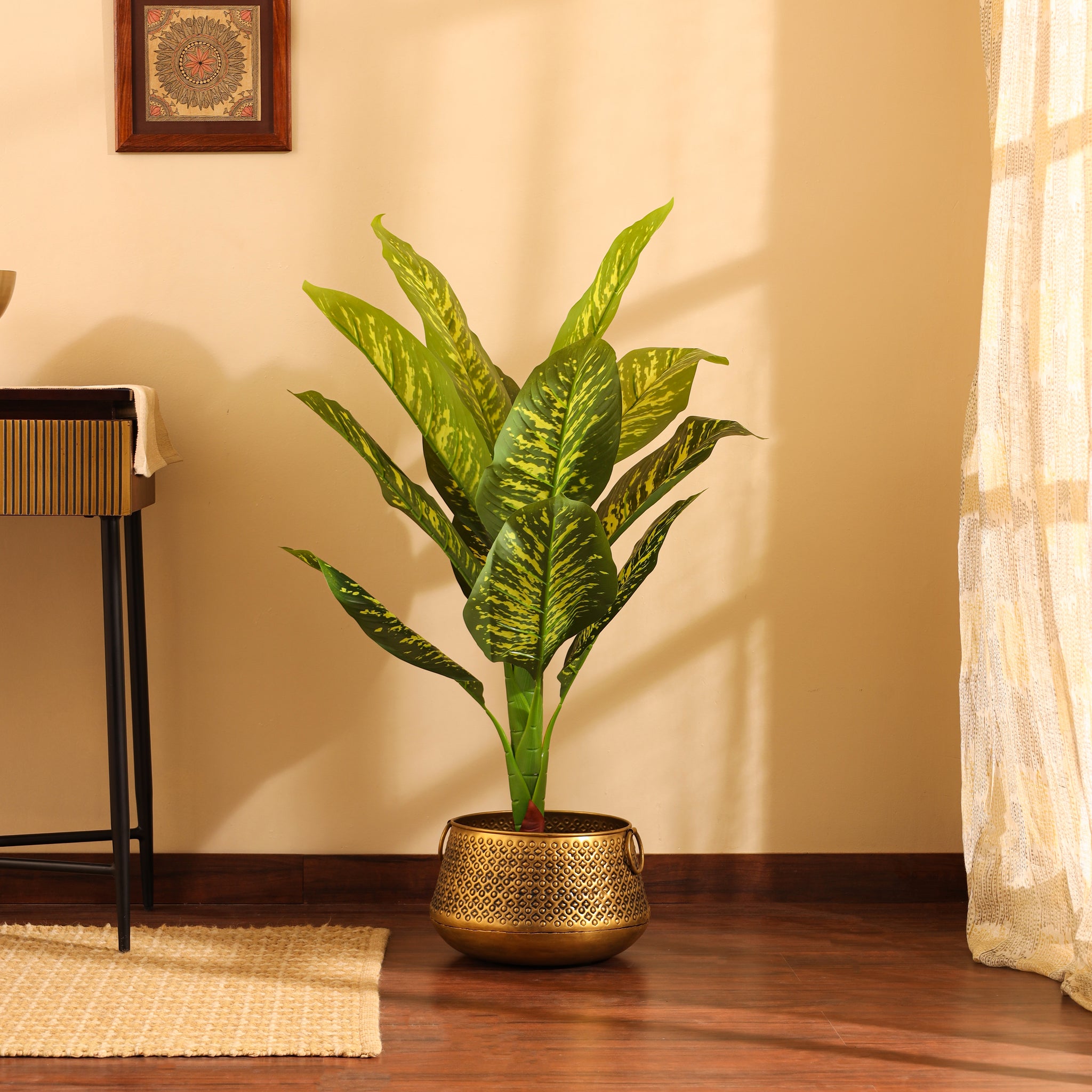 Faux Pink Dieffenbachia Potted Plant, 3 Feet