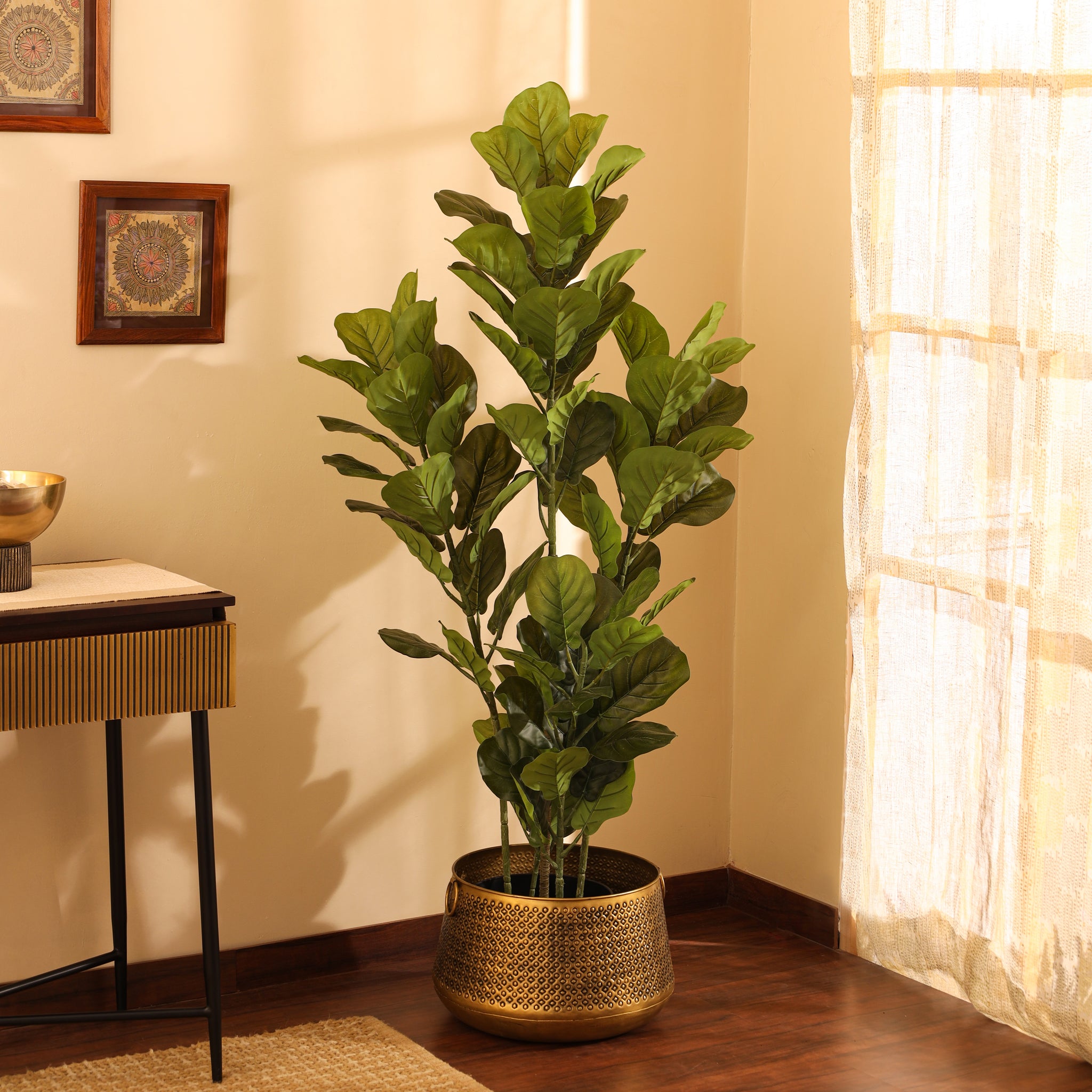 Faux Tall Fiddle Leaf Fig Plant, 5 Feet