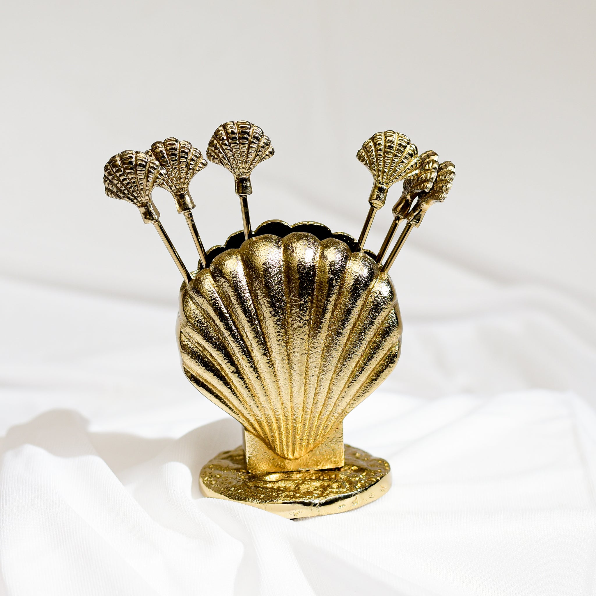 Seashell Gold Appetizer Picks, Set of 6