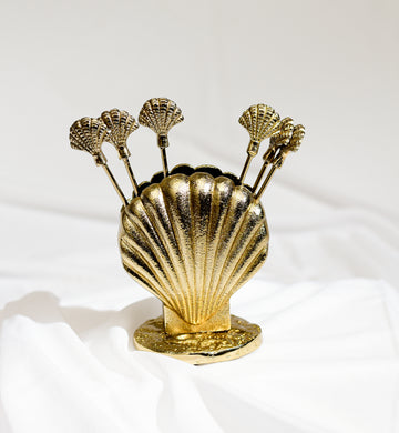 Seashell Gold Appetizer Picks, Set of 6
