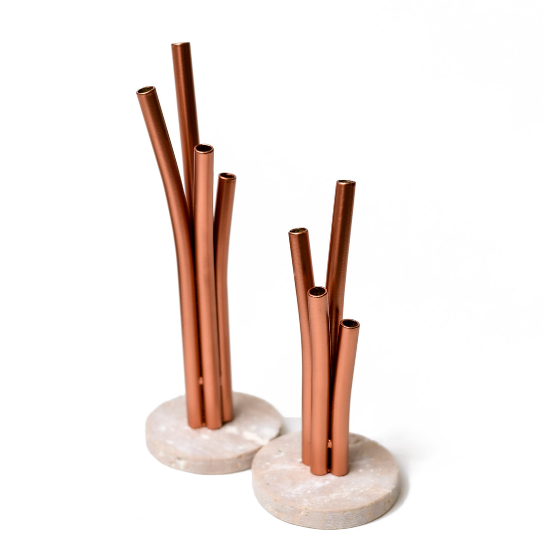 Bloom Iron and Marble Planter, Rose Gold