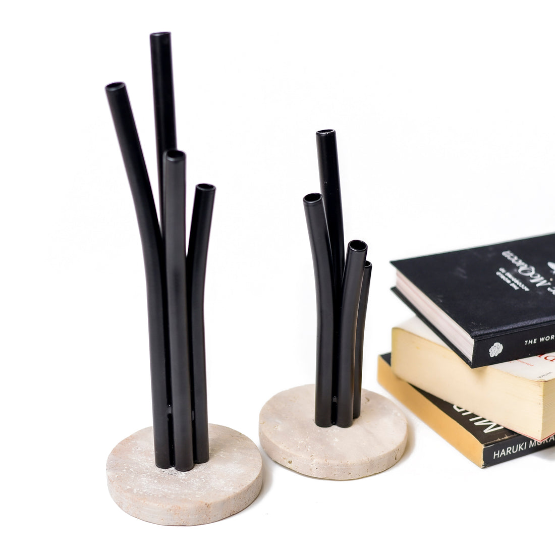 Bloom Iron and Marble Planter, Black