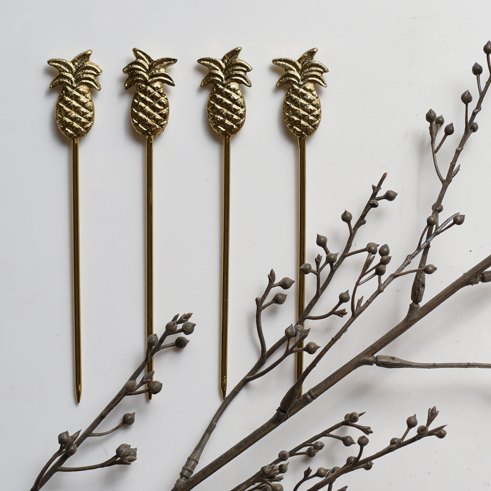 Pineapple Gold Appetizer Picks, Set of 4