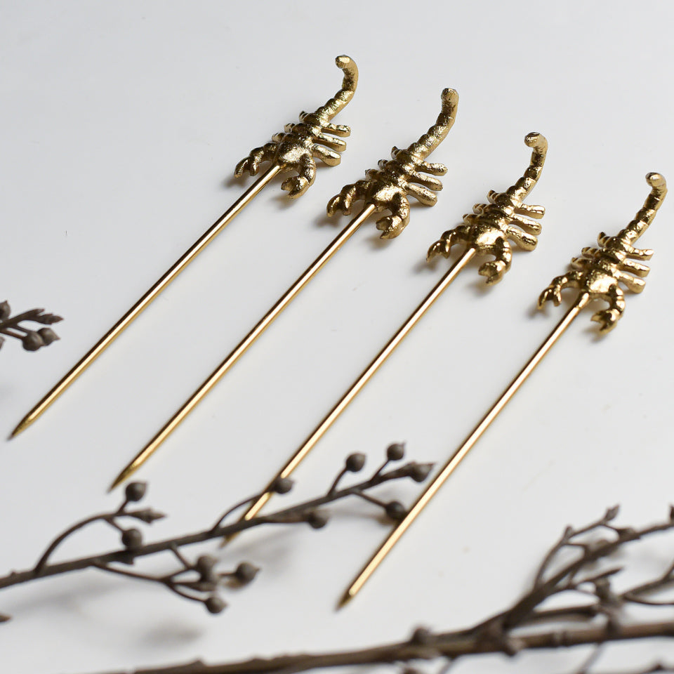 Scorpion Gold Appetizer Picks, Set of 4