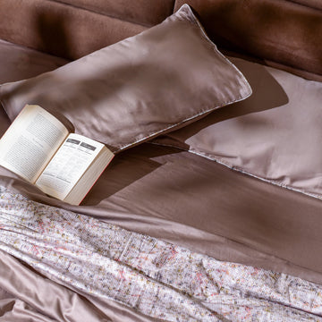Solid 100% Organic Cotton Flat Sheet Set with piping, Cedar
