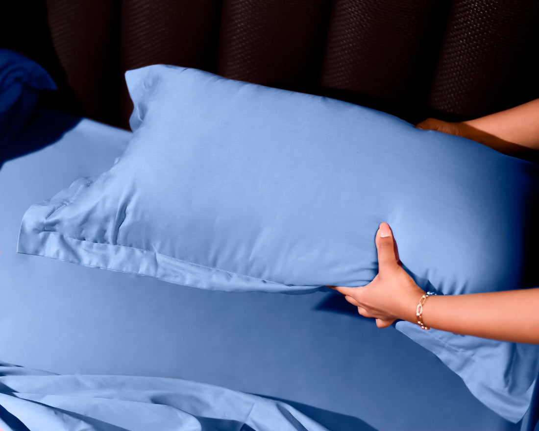Solid 100% Organic Cotton Flat Sheet Set, Sky Blue