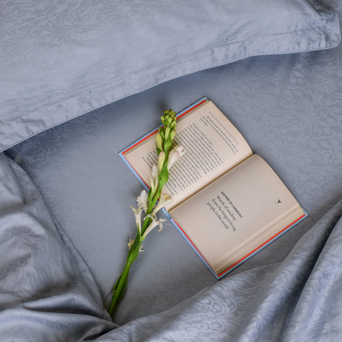 Bella Jacquard Flat Sheet Set, Powder Blue