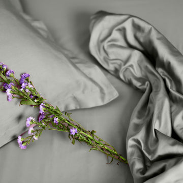 Solid 100% Organic Cotton Flat Sheet Set, Cool Gray